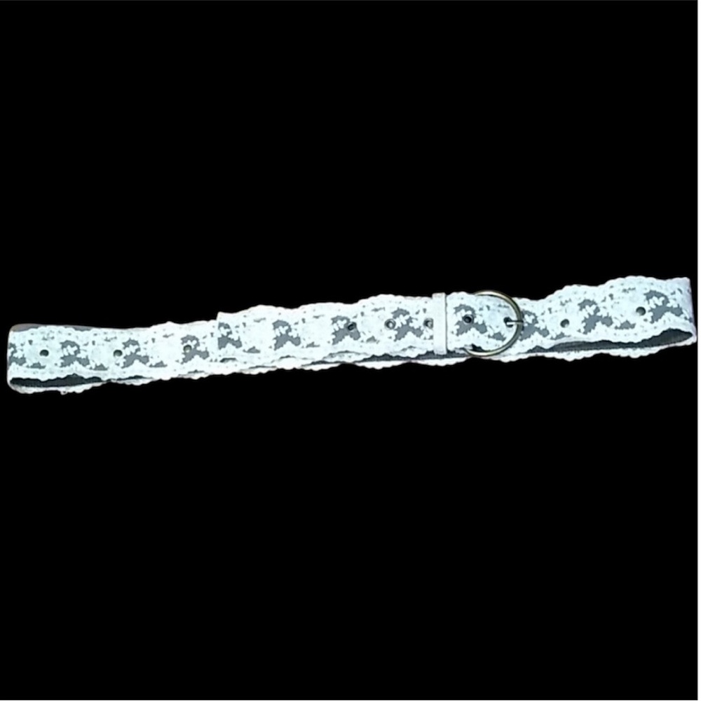 Lace Boho Belt Round Brass Buckle Flat Studs Olive Green Backing - Picture 7 of 8